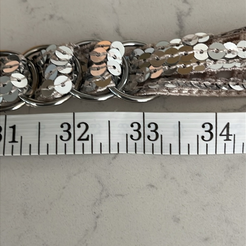 Absolutely Adorable Silver Sequin Adjustable Belt - Picture 6 of 7